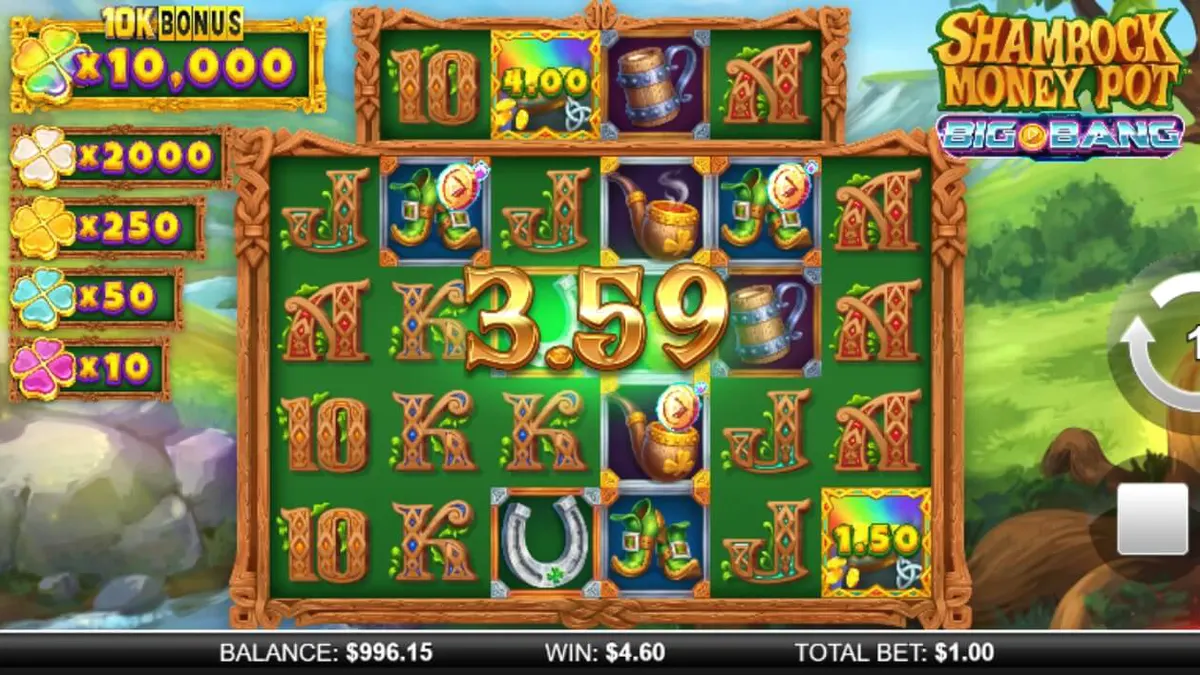 Shamrock Money Pot Big Bang Slot Game Interface